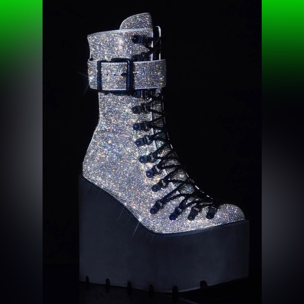 Brand New Dolls Kill Club Exx Crystal Traitor Boots